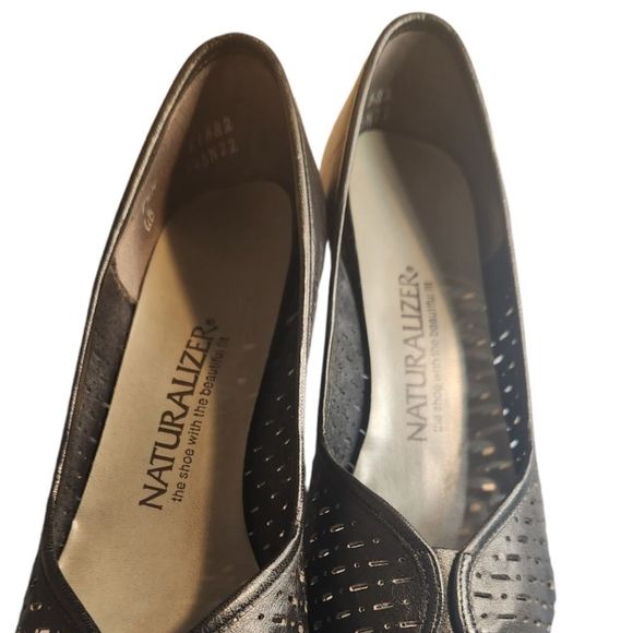 Naturalizer Shoes Heels Leather Open Toe Women's Black Size 7.5 Medium - Picture 6 of 15